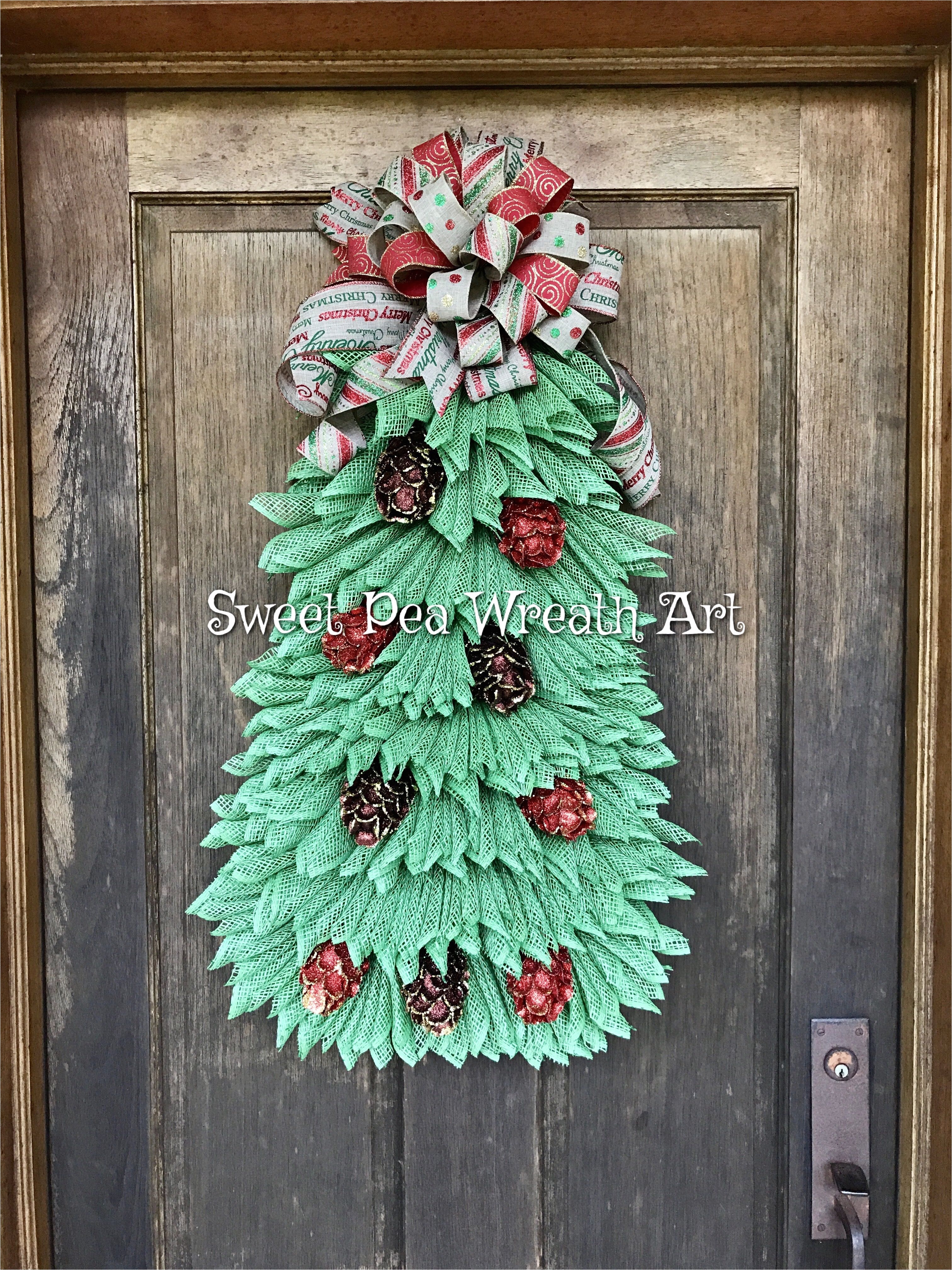 Decorative Pine Trees Christmas Tree Wreath with Realistic Branches and Glittered Pine
