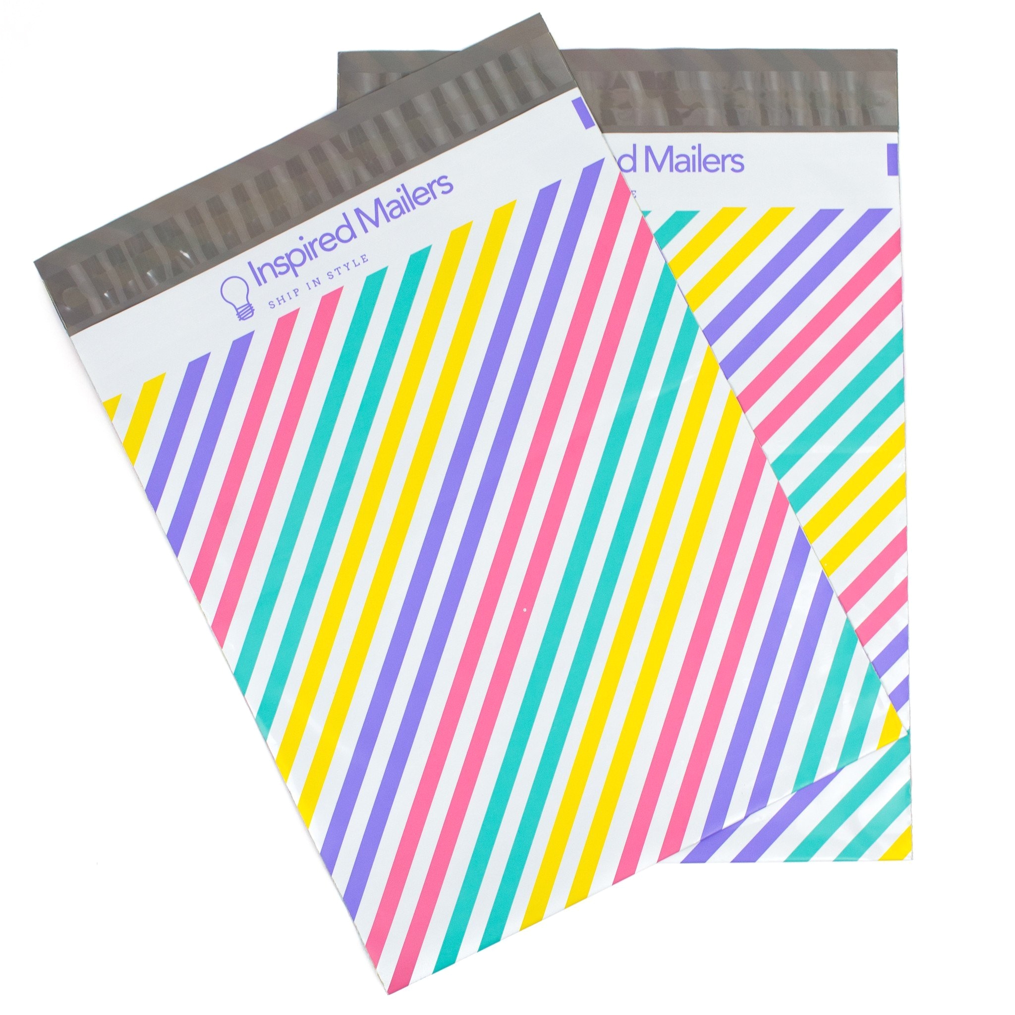 printed poly mailers 10x13 pastel stripes pack of 100