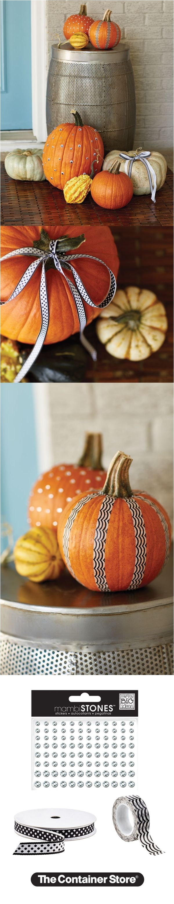 use our fabulous washi tape gems and ribbon for a new twist on halloween pumpkin