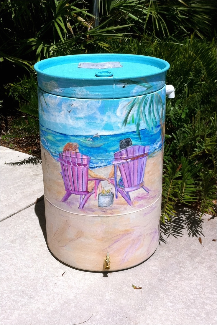 collect rain water and use it to water garden paint the barrel pretty colors