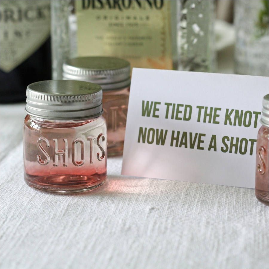 shot glass wedding favour or make a mixed drink for the wedding ceremony and drink instead od sand lik devins wedding