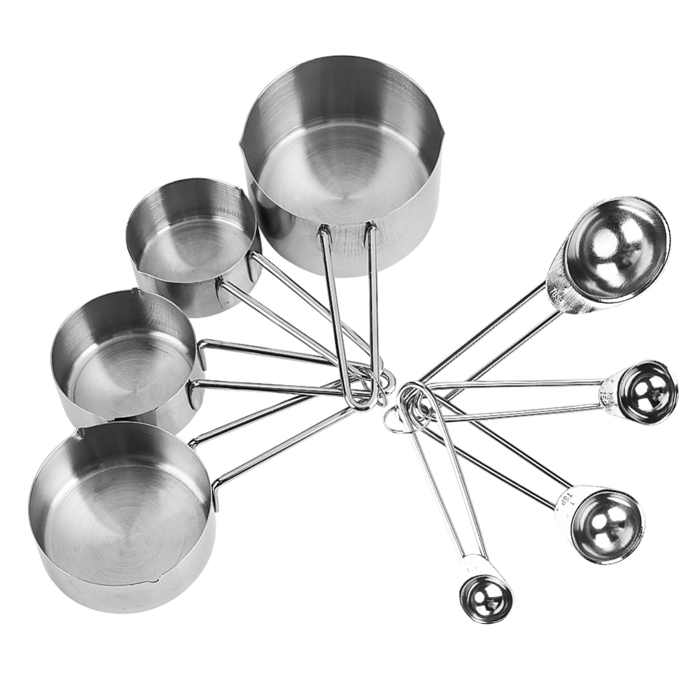 Decorative Stainless Steel Measuring Cups and Spoons 8 Pcs Set Stainless Steel Measuring Cup Kitchen Measuring tools Sets