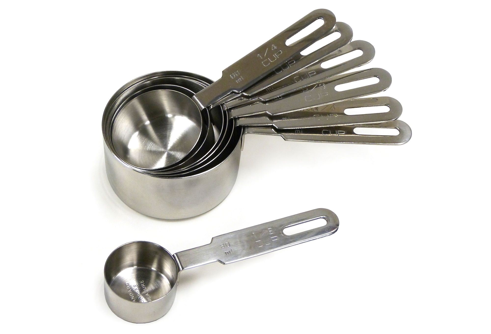 stainless steel measuring cups and spoons give a nice clink when using