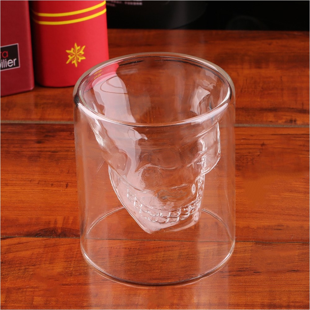 2018 new creative designer skull head shape shot glass fun doomed transparent party doom drinkware gift for halloween 4 sizes in wine glasses from home