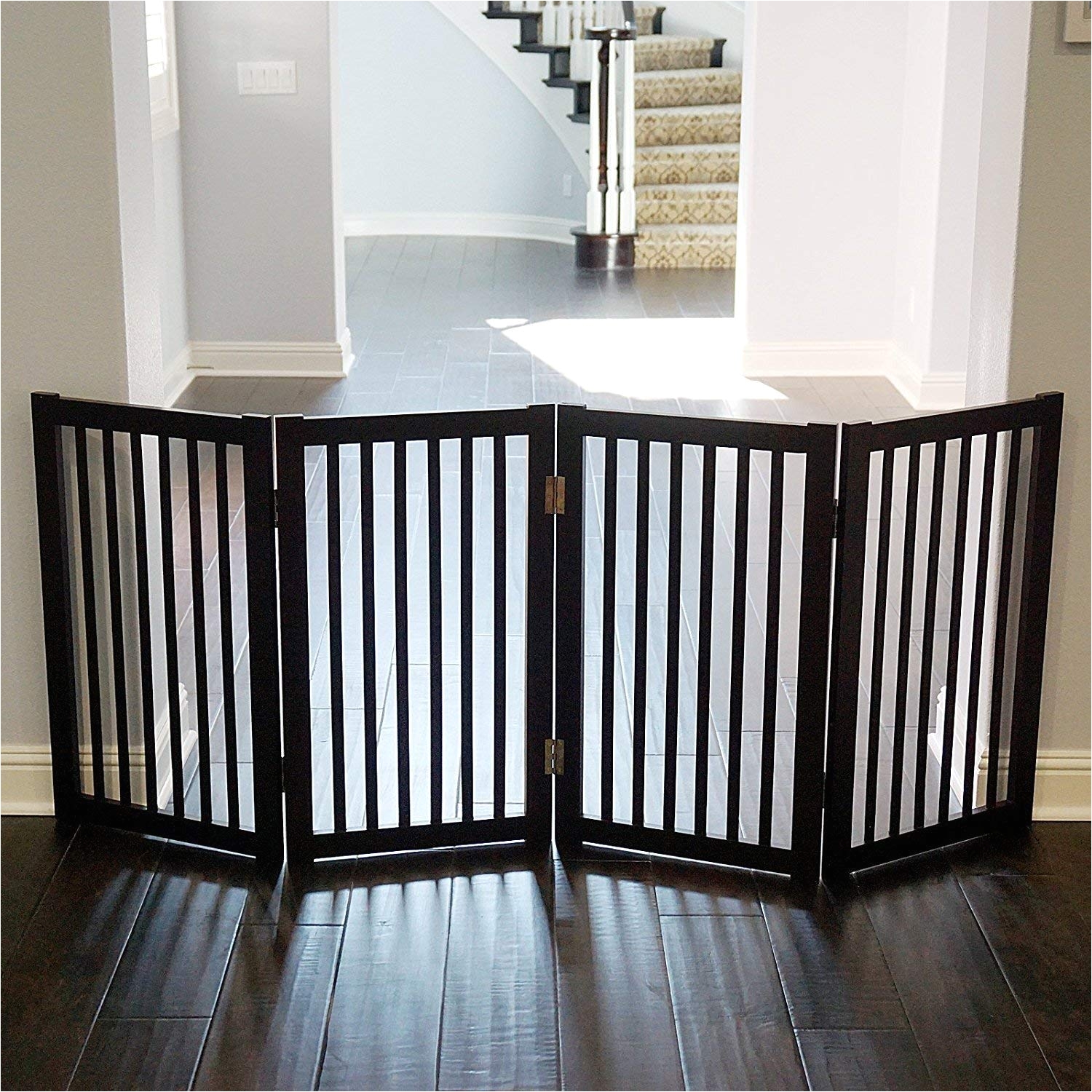 amazon com welland wood freestanding pet gate dog gate 72 inch espresso indoor safety gates baby