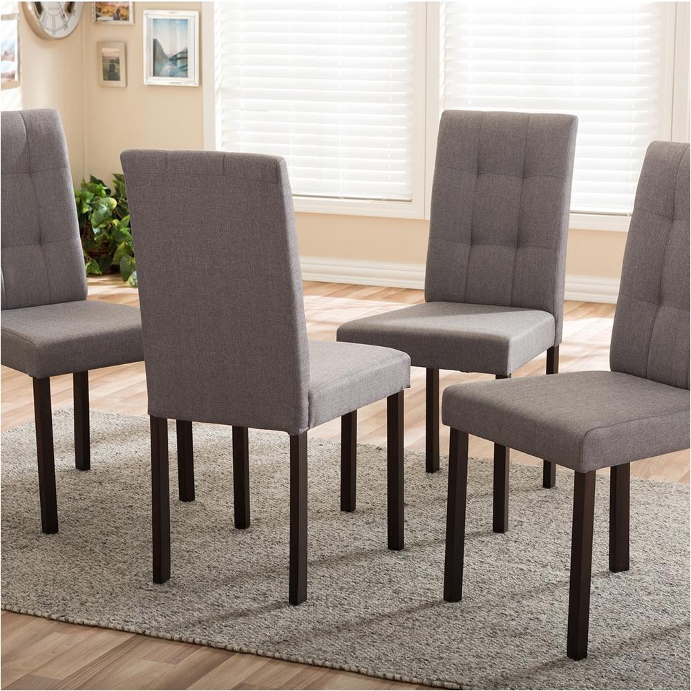 Dining Chairs Set Of 4 Baxton Studio andrew 9 Grids Gray Fabric Upholstered Dining Chairs
