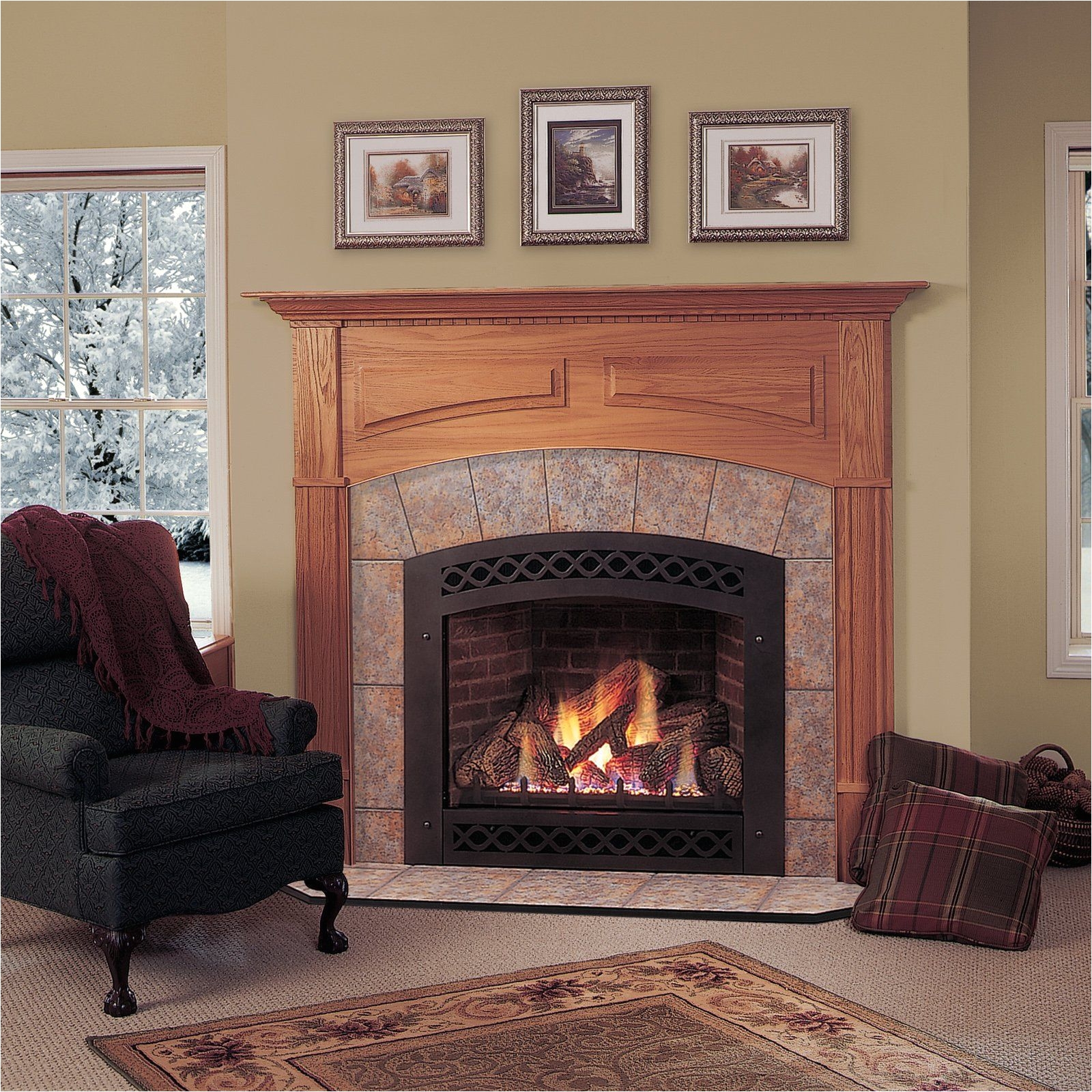 Direct Vent Gas Fireplace with Mantle Majestic Lexington Direct Vent Gas Fireplace From Hayneedle Com