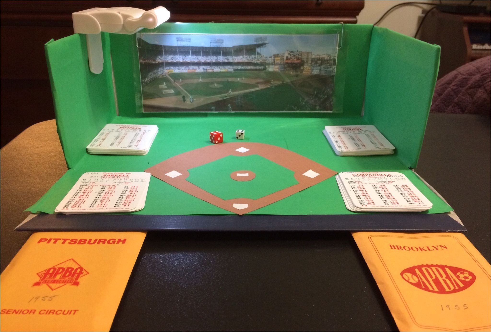 apba baseball field from shoebox and construction paper