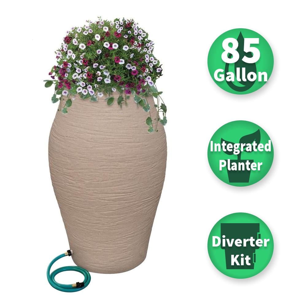 sandstone water urn decorative urn rain barrel kit with integrated planter