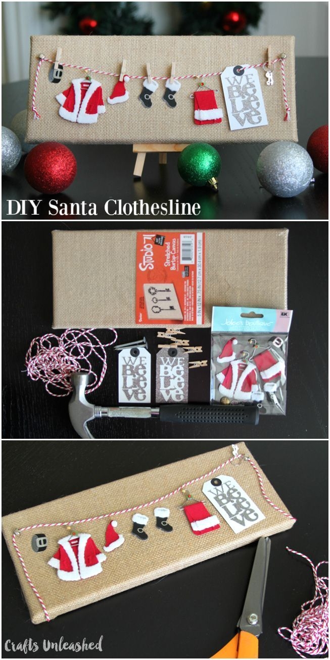 diy christmas decoration santa canvas crafts unleashed