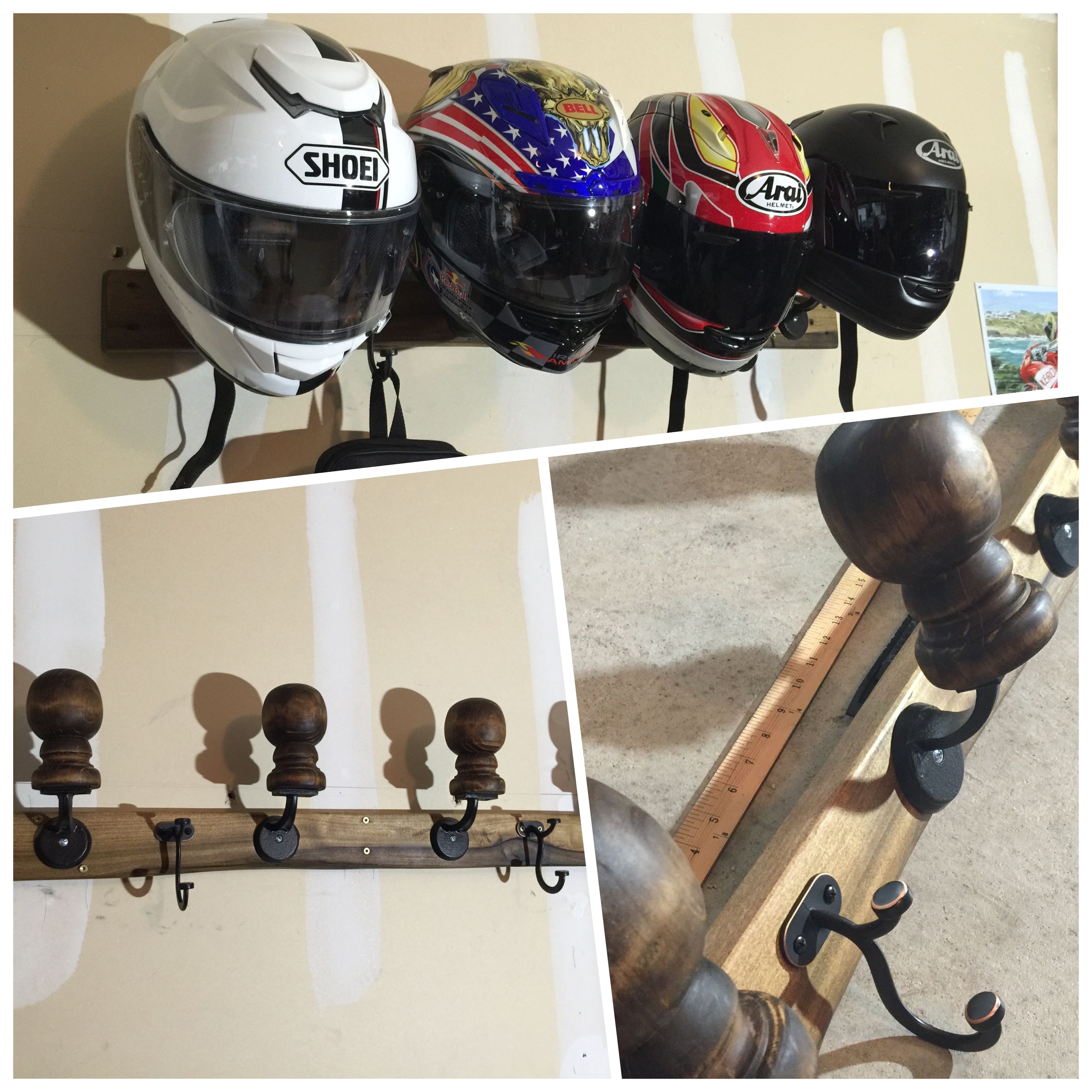 homemade motorcycle helmet rack organizers