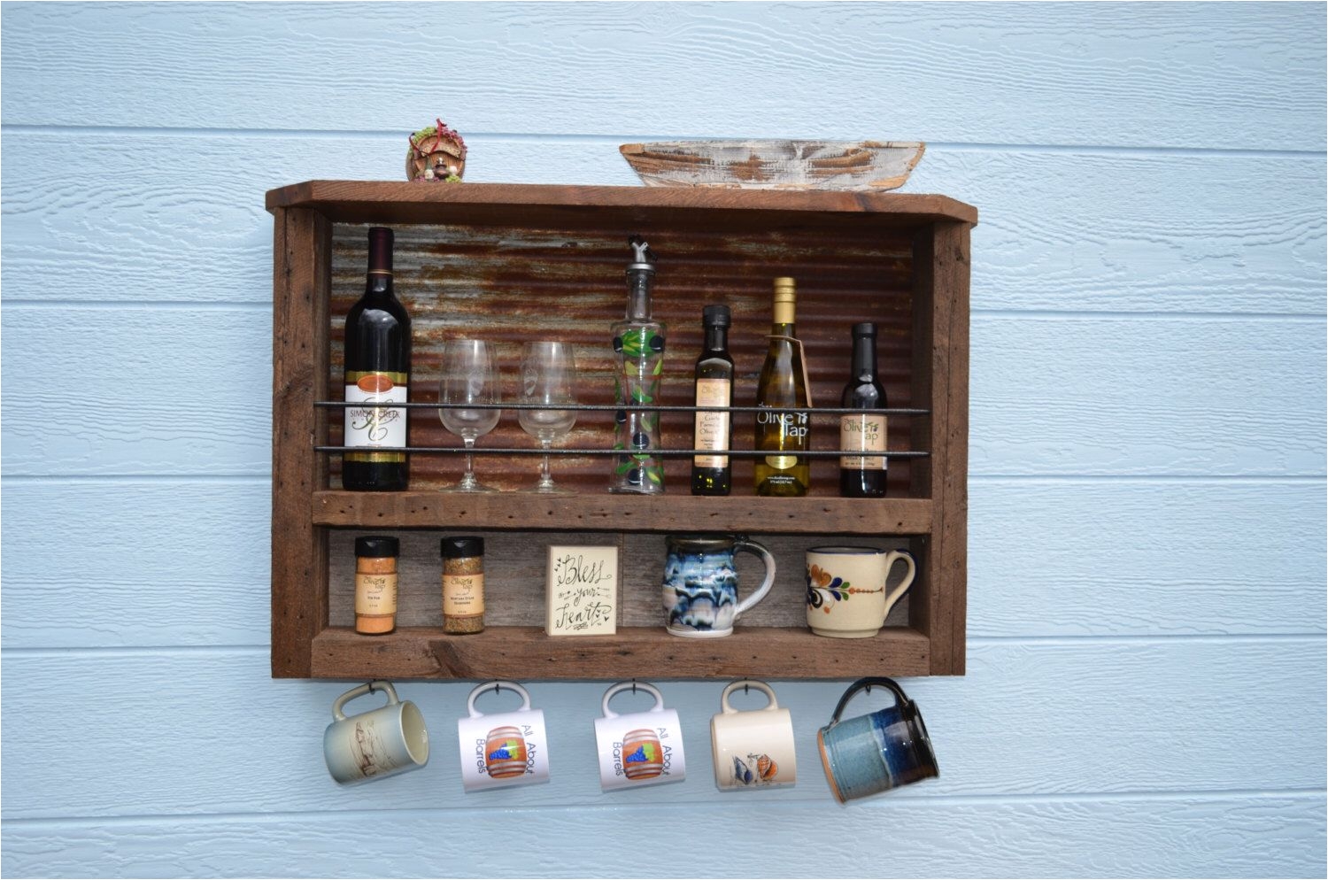 barn wood spice and olive oil rack by barrelsandbarnwood on etsy https