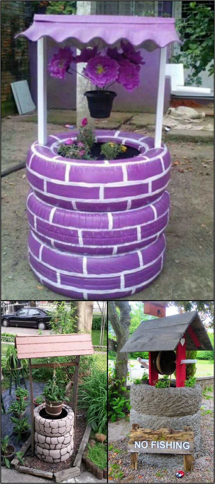 make a wish in your own garden with this wishing well planter made from recycled tires it makes a great garden decor and it s so easy to make you can