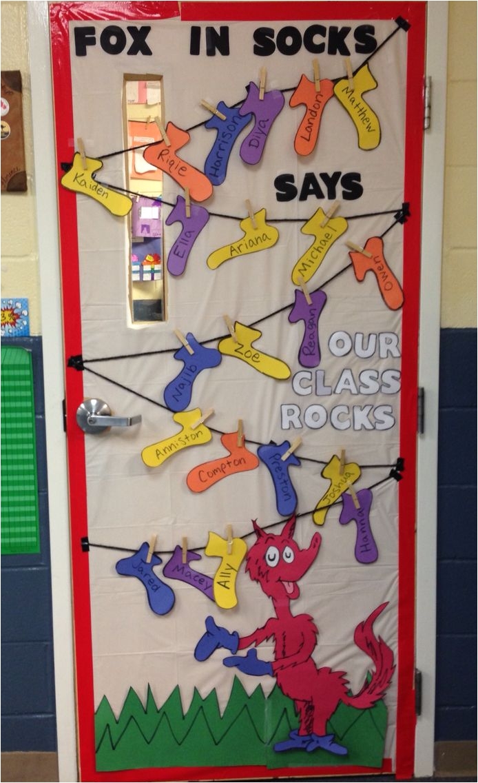 dr seuss fox in socks classroom door decoration fox in socks