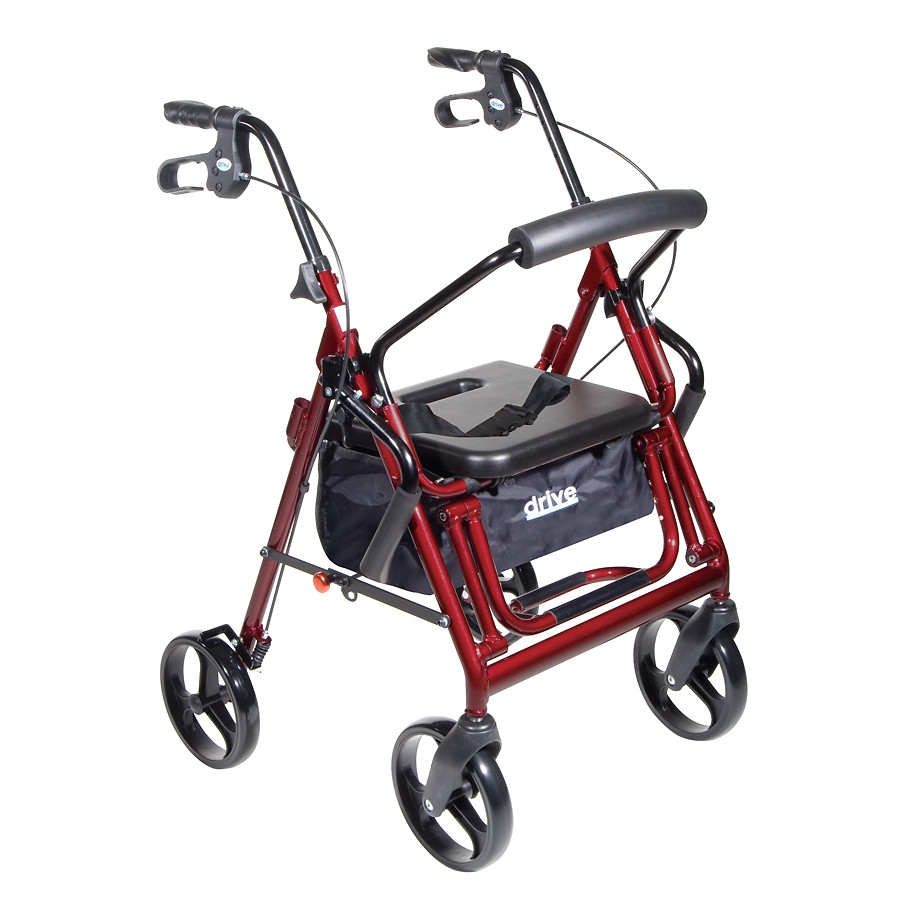 Drive Medical Duet Rollator Transport Chair Combo Drive Medical Duet Transport Wheelchair Rollator Walker Burgundy