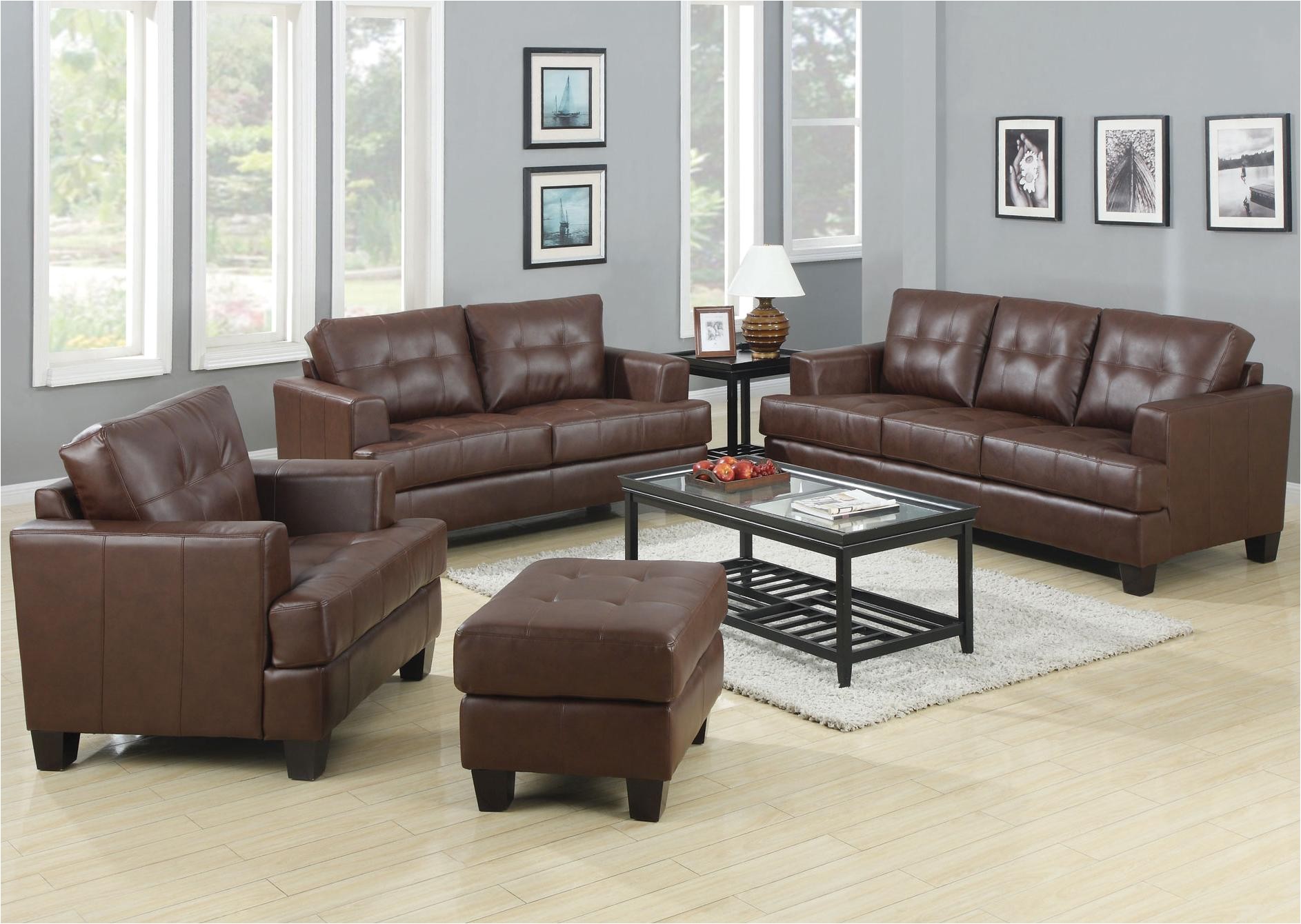 samuel collection brown leather sofa by coaster 504071