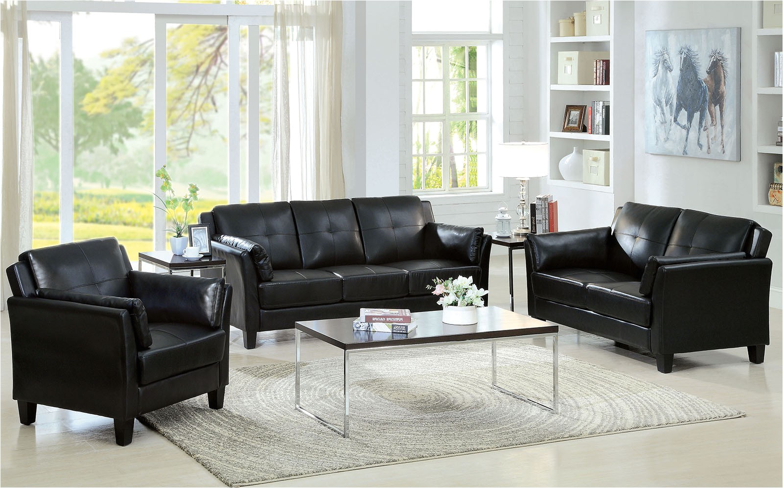 pierre leatherette sofa group by furniture of america cm6717