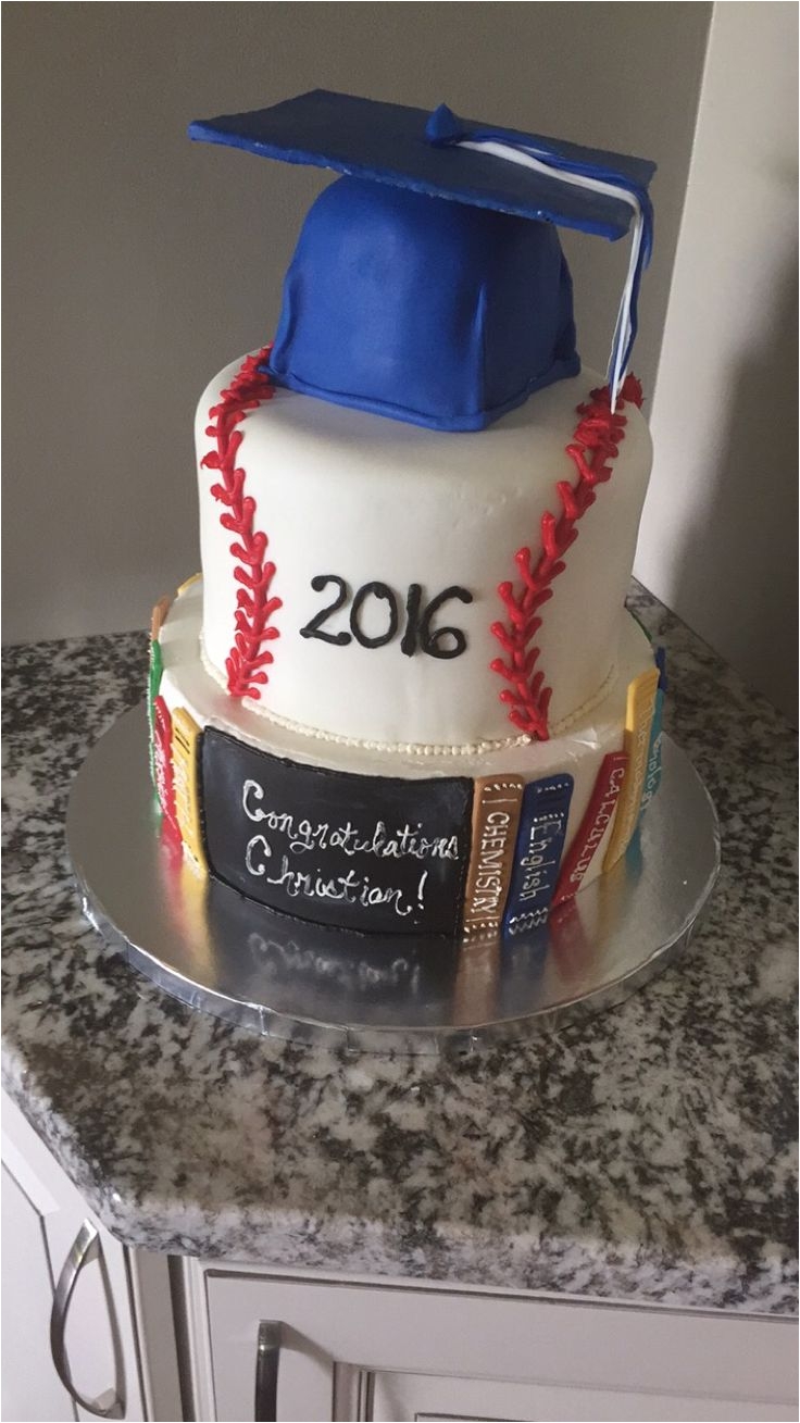 baseball books grad cake