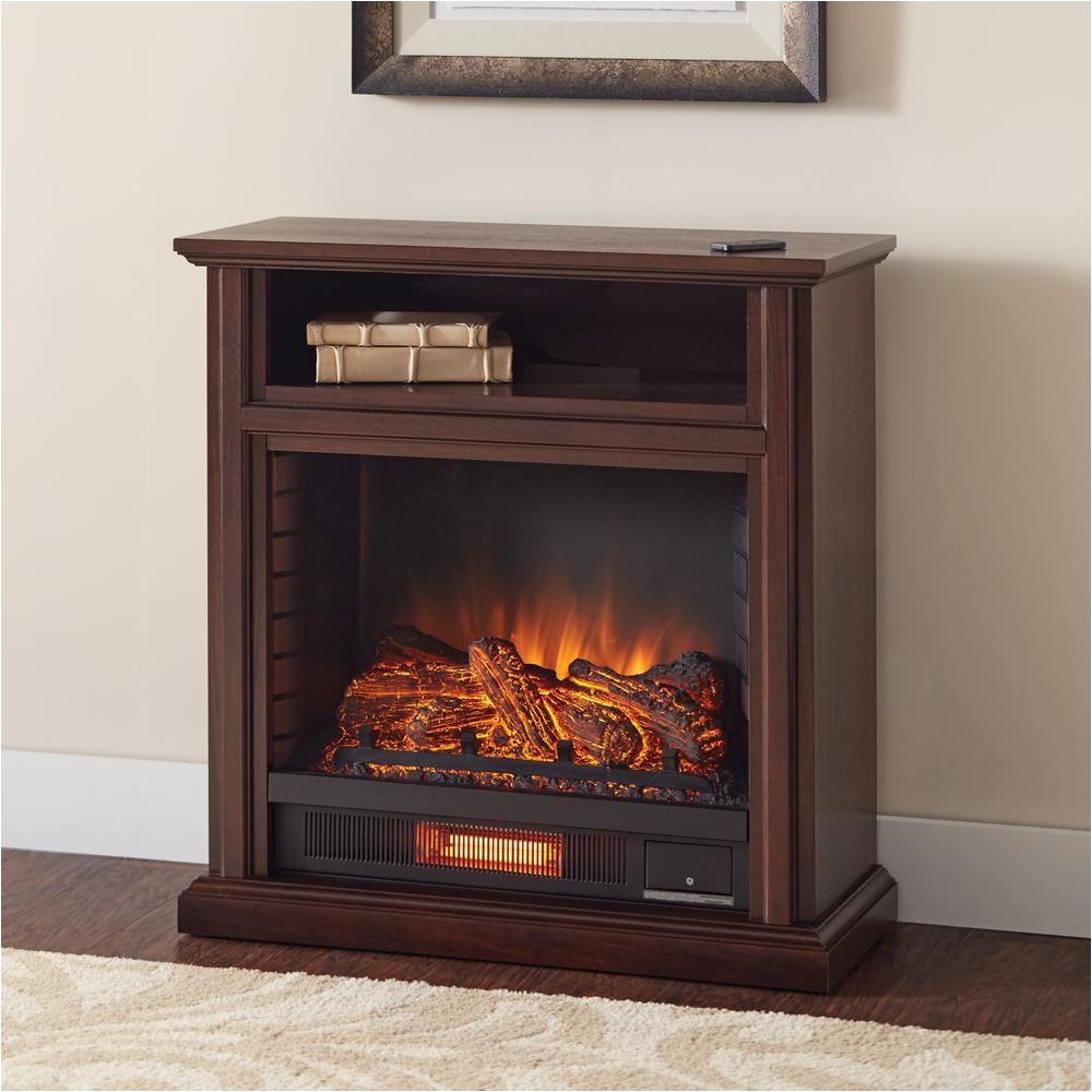 rolling mantel infrared electric fireplace in cherry