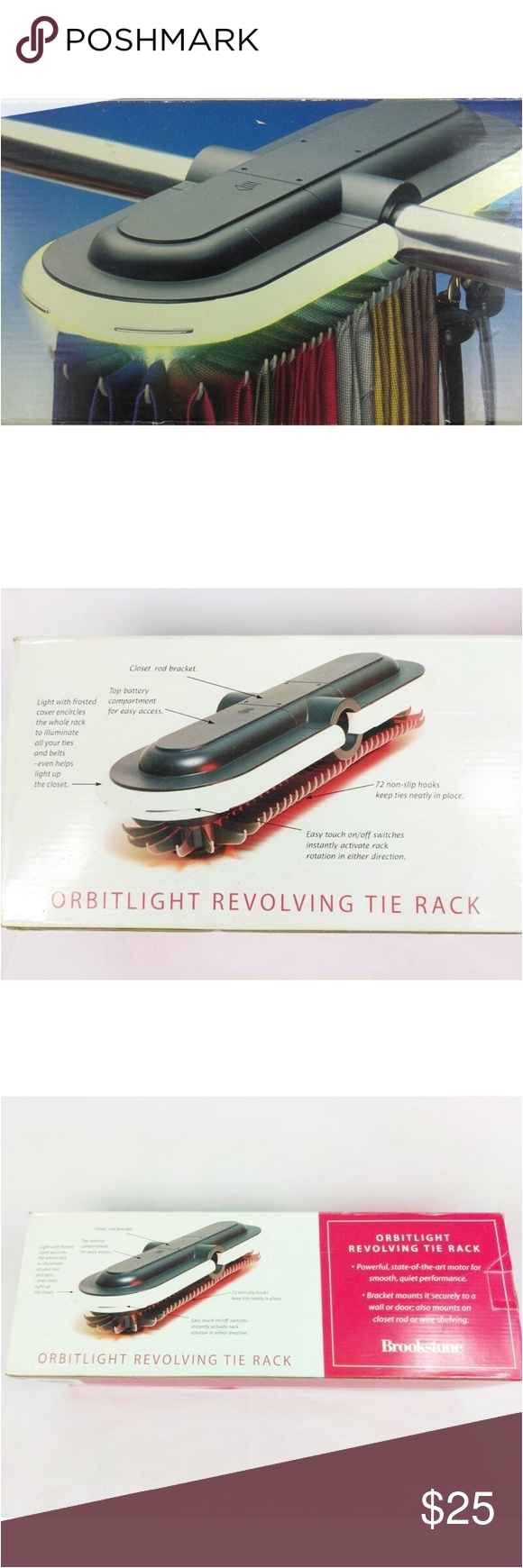 brookstone orbitlight revolving tie rack you are buying brookstone orbitlight revolving tie rack lighted motorized vintage holds 72 ties or belts