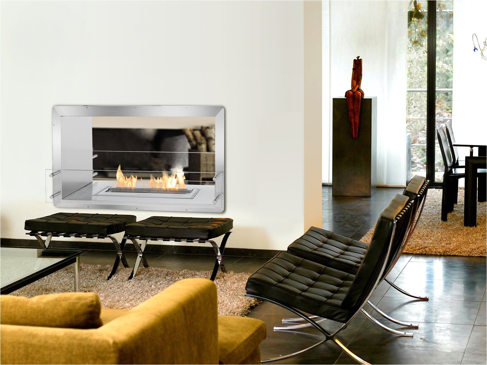 gnis ethanol firebox 39 built in see through ventless fireplace fb2400