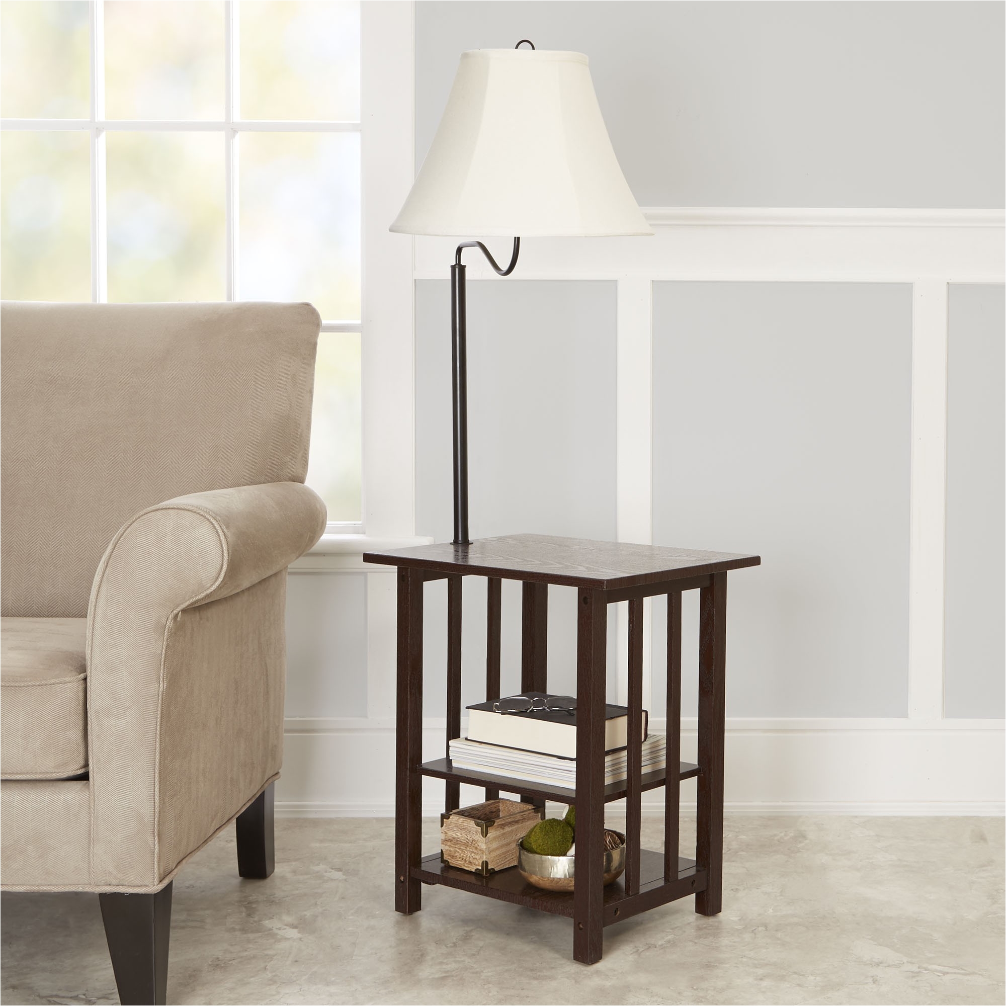 End Table with attached Lamp and Magazine Rack 17 Elegant End Table with attached Lamp and Magazine Rack