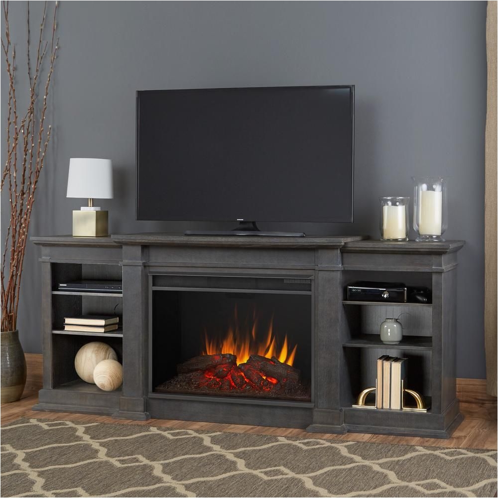 entertainment center electric fireplace in antique gray