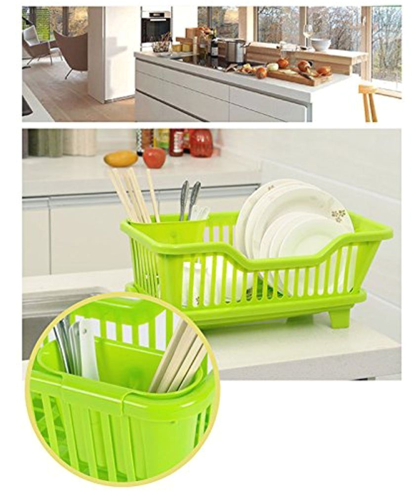 everything imported plastic dish drainer rack green