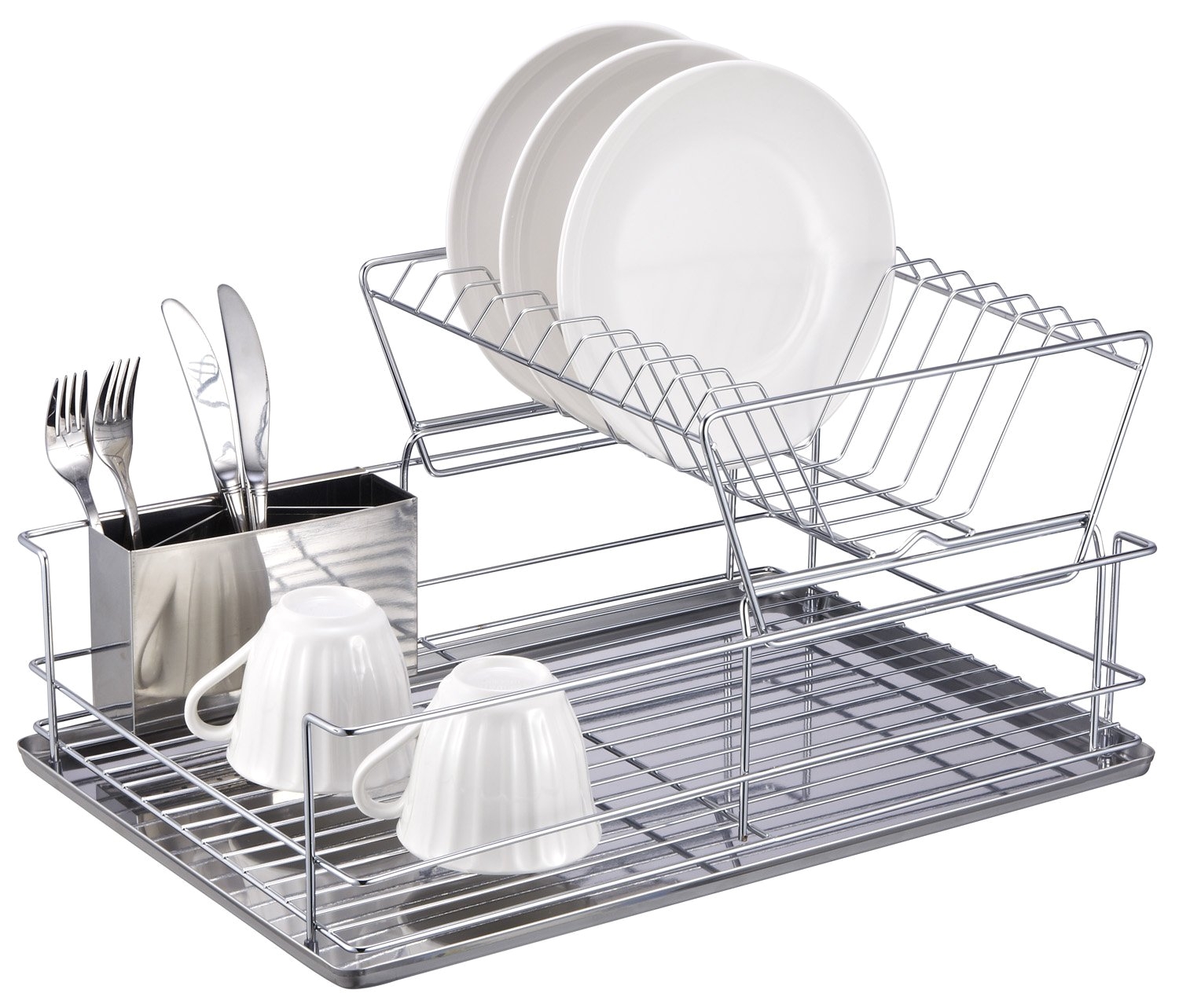 amazon com home basics 2 tier steel dish rack with removable utensil cup draining dish rack