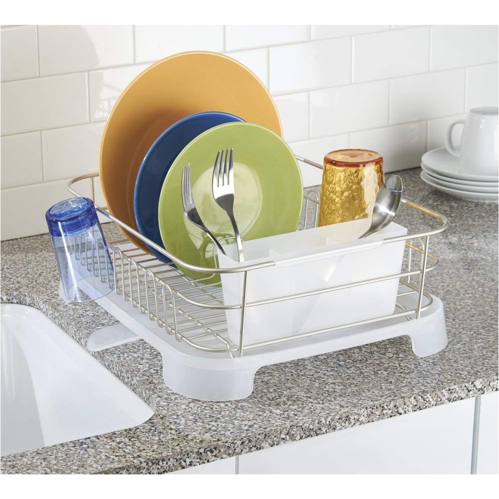 Extra Large Metal Wire Dish Rack with Drainboard Amazon Com Mdesign Large Kitchen Countertop Sink Dish Drying Rack