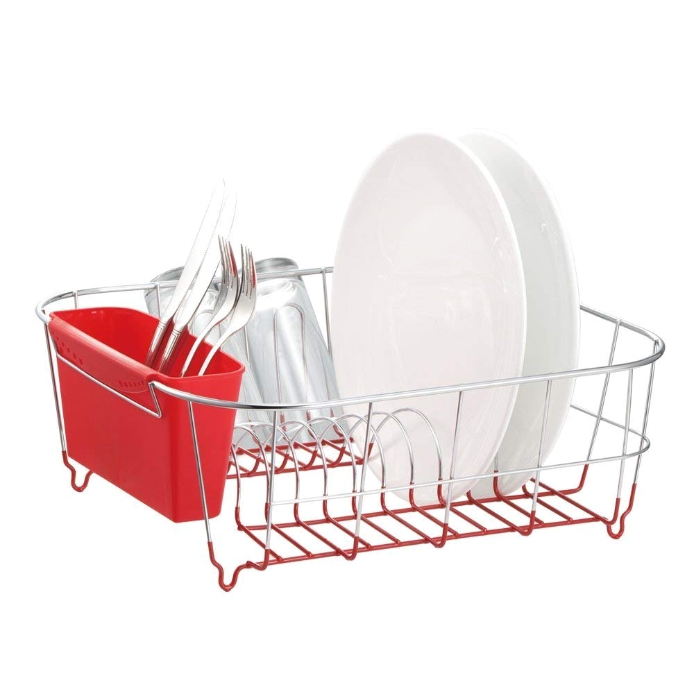 amazon com neat o deluxe chrome plated steel small dish drainers red