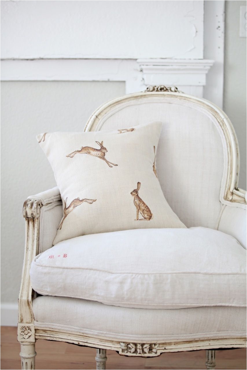 classic white with hare pillow subtle reminders of the easter bunny are nice love the chair too 3