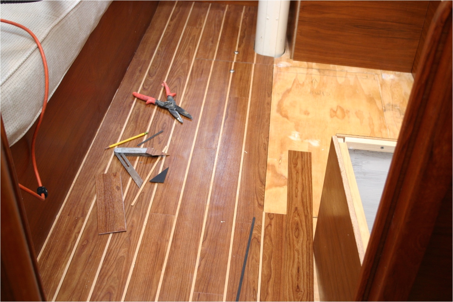 image of teak and holly plywood flooring