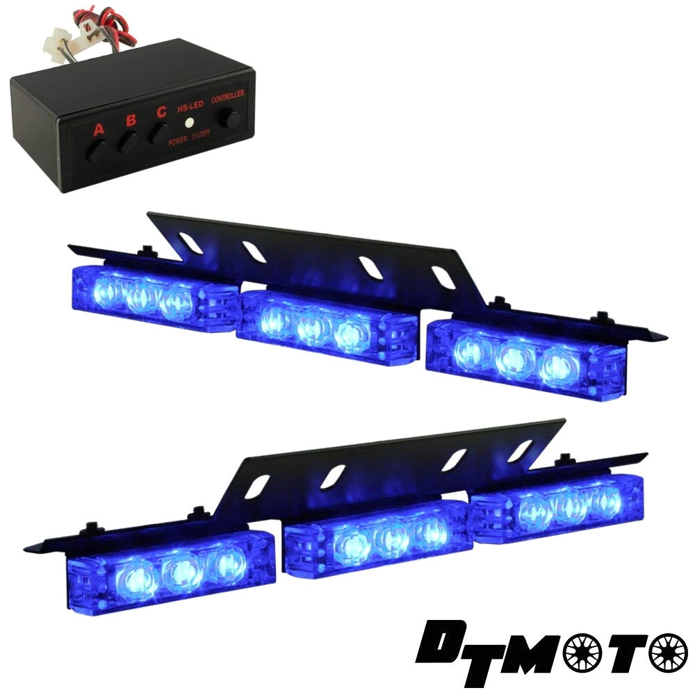 amazon com dt motoa blue 18x led volunteer firefighter ems service vehicle deck dash grille warning light 1 set automotive