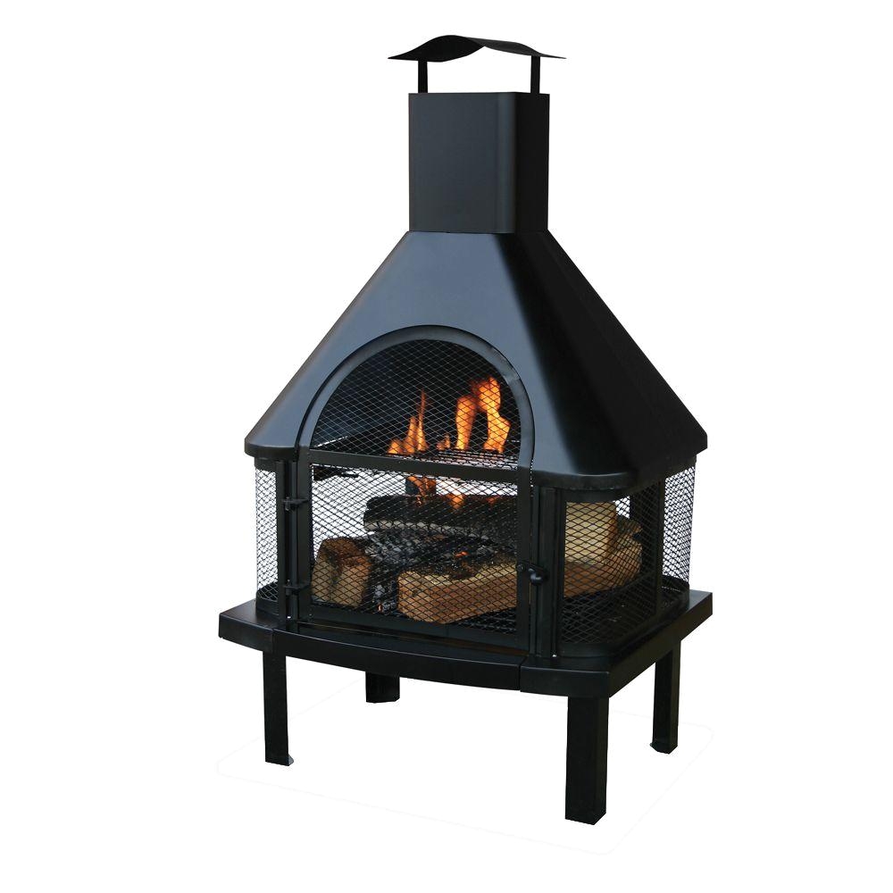 outdoor fireplace with chimney