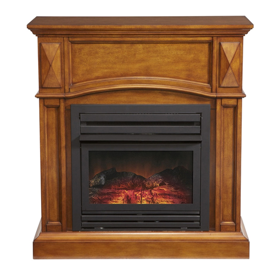 Fireplace Exhaust Fan Shop Pleasant Hearth 35 75 In Dual Burner Vent Free Heritage Oak