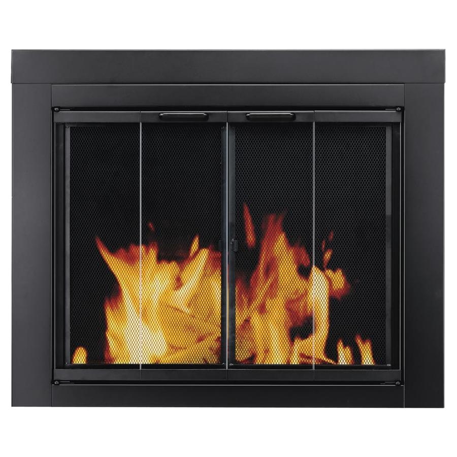 pleasant hearth ascot black small bi fold fireplace doors with clear tempered glass