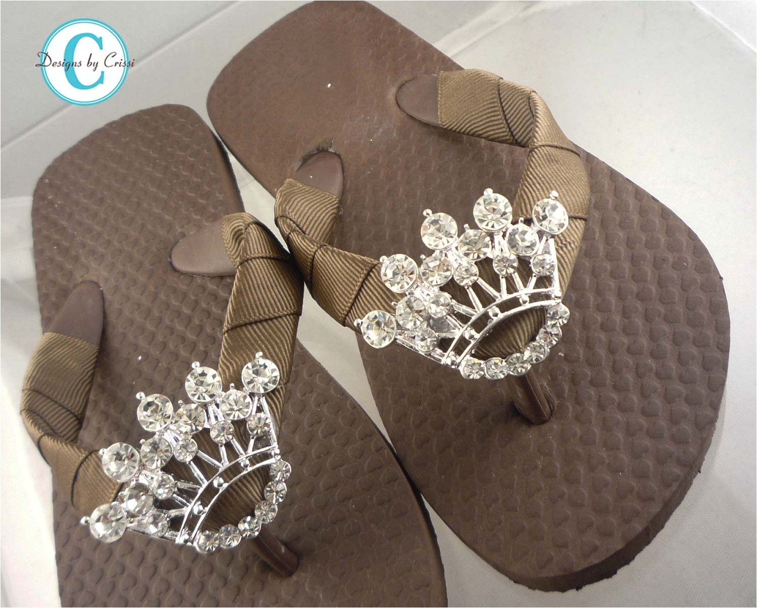 princess crown flip flops bling bridal wedding swarovski rhinestones buckle girls boutique ribbon flip