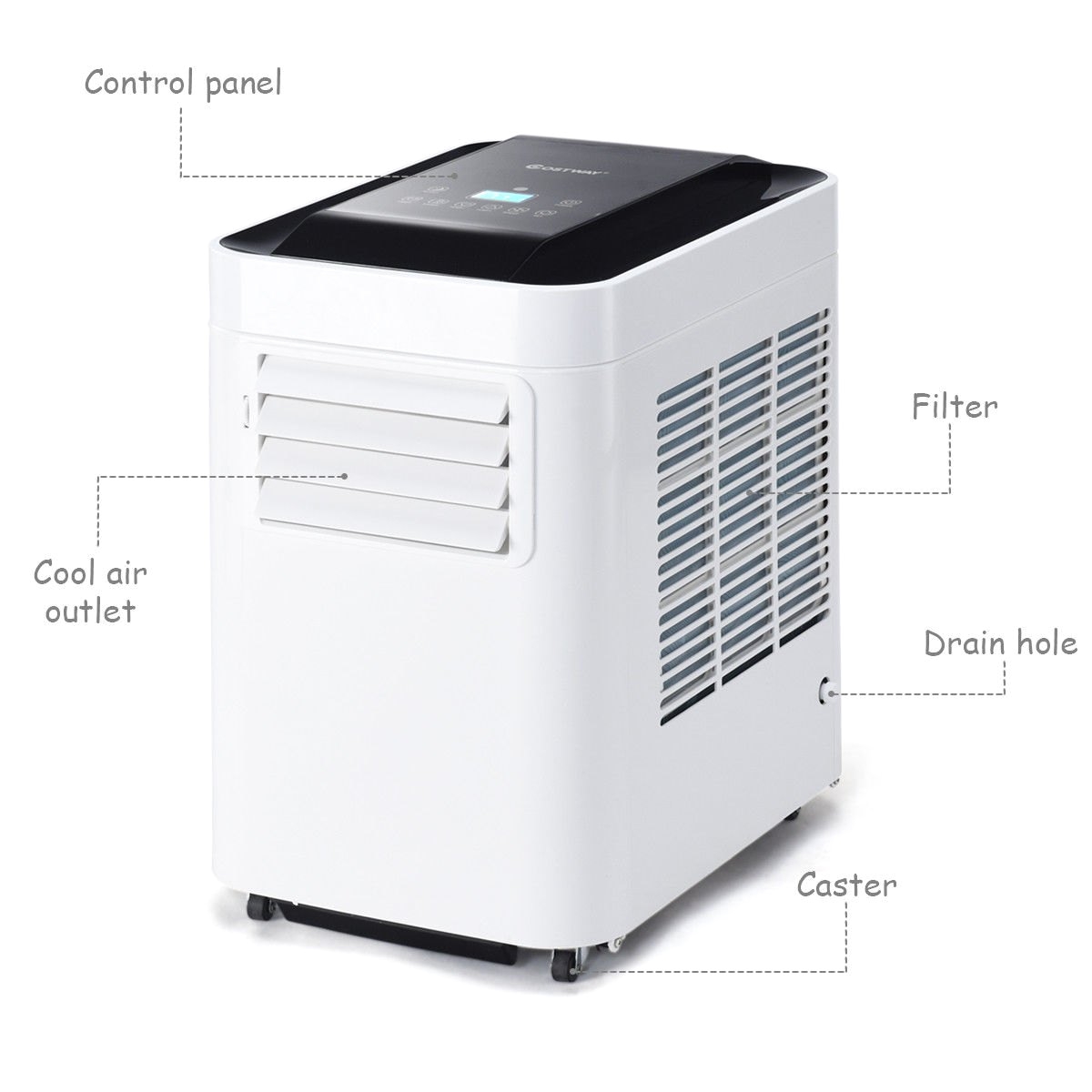 costway portable air conditioner 10000btu ac unit dehumidifier lcd w remote control 2