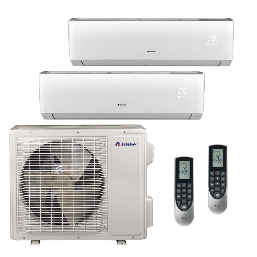 gree multi 21 zone 18 000 btu 1 5 ton ductless mini split air conditioner with heat