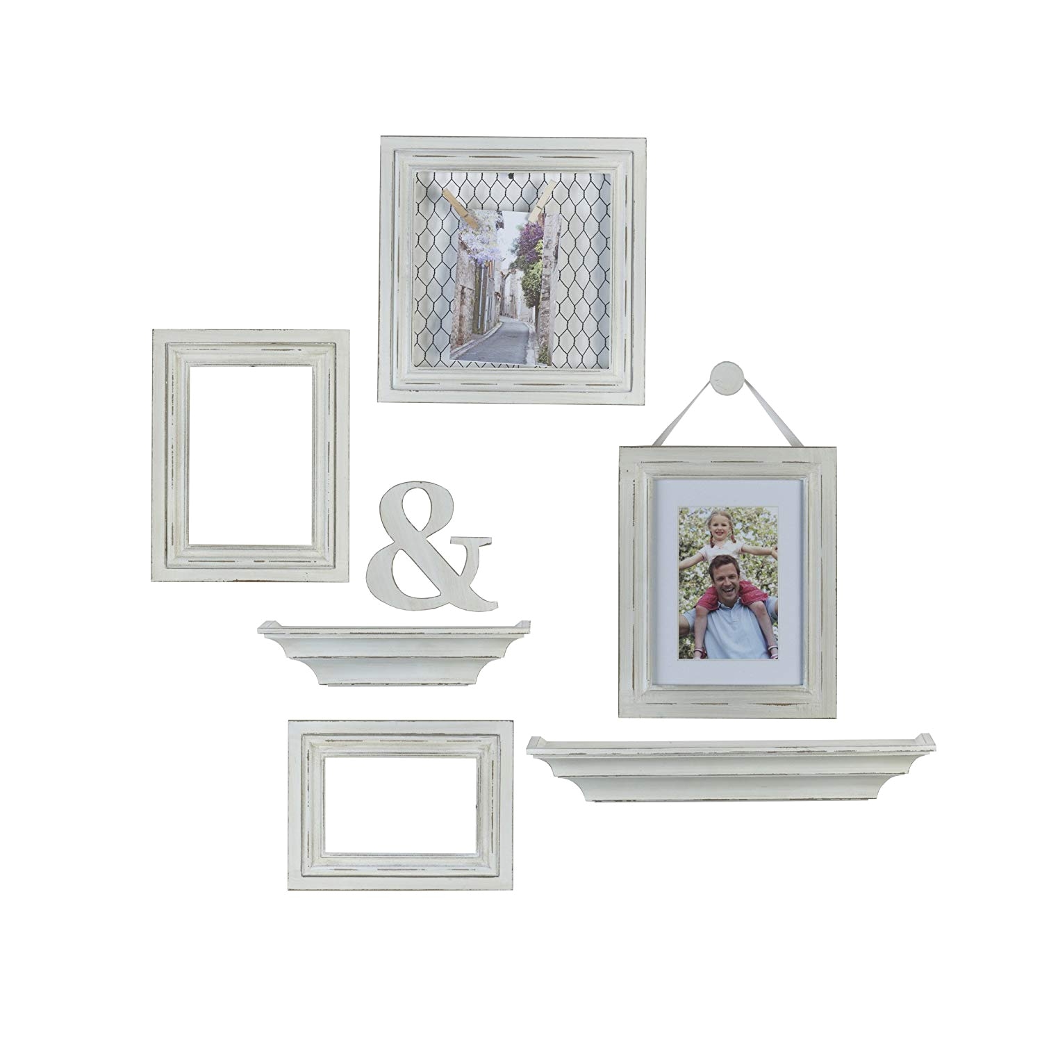 amazon com melannco 8 piece distressed wall picture frame set white home kitchen