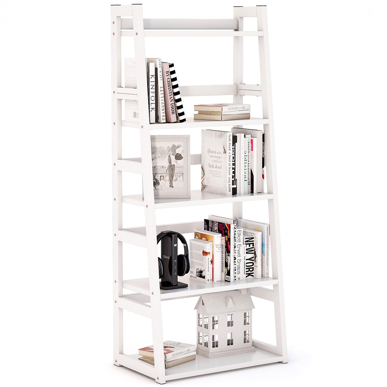 Floor Standing Picture Frames Tribesigns 5 Tier Bookshelf Free Standing Ladder Shelf with Strong