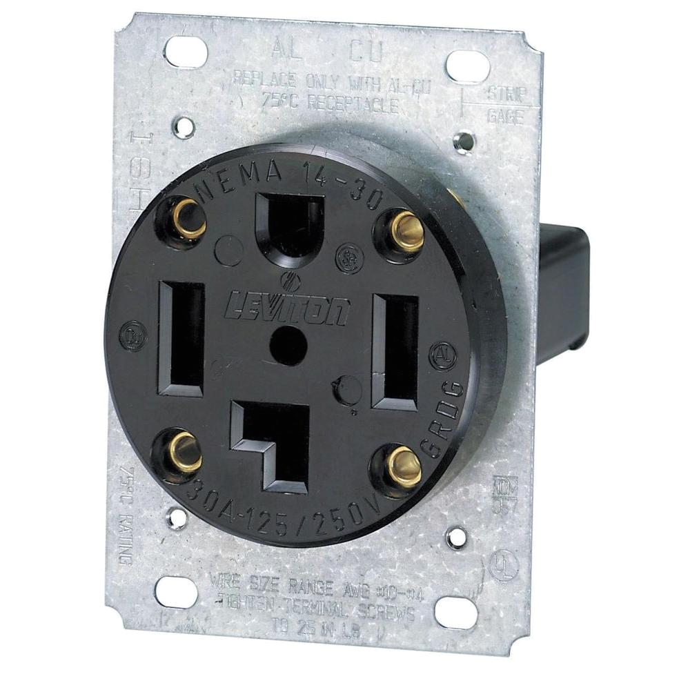 leviton 30 amp industrial flush mount shallow single outlet black