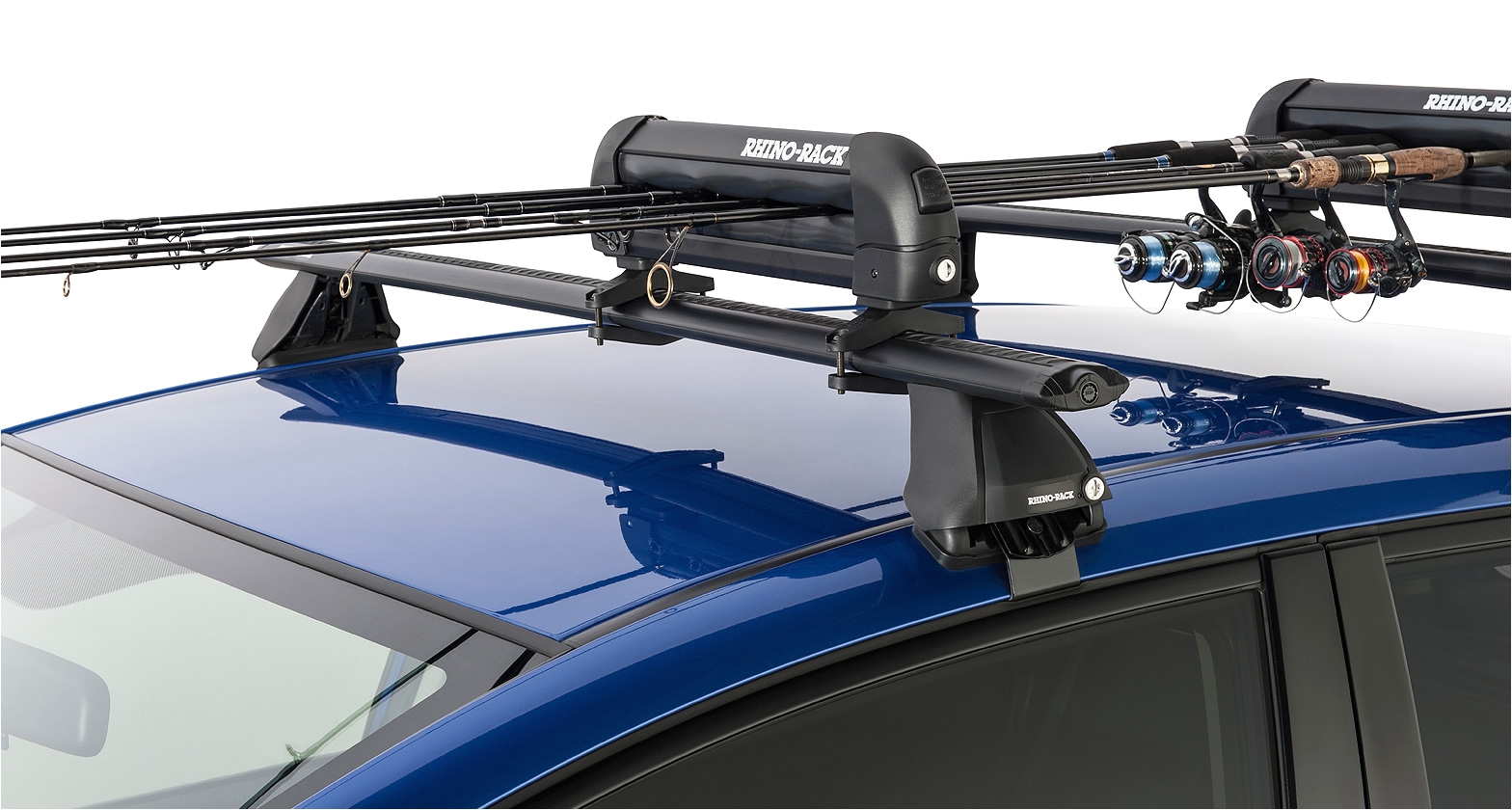 ski carrier and fishing rod holder holds 3 skis or 2
