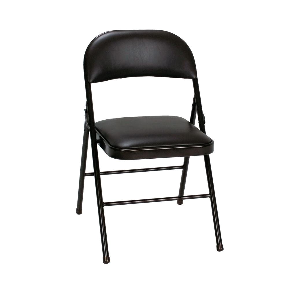 cosco black vinyl seat and back folding chairs 4 pack