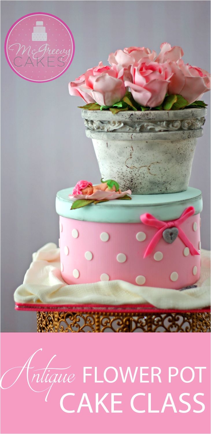 antique flower pot cake