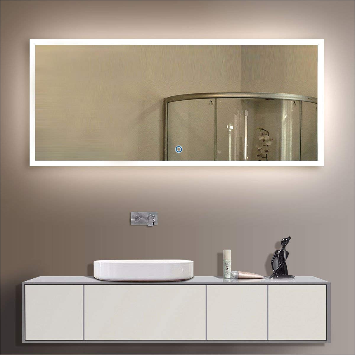 amazon com decoraport 84 inch 40 inch horizontal led wall mounted lighted vanity bathroom silvered mirror with touch button a n031 a home kitchen