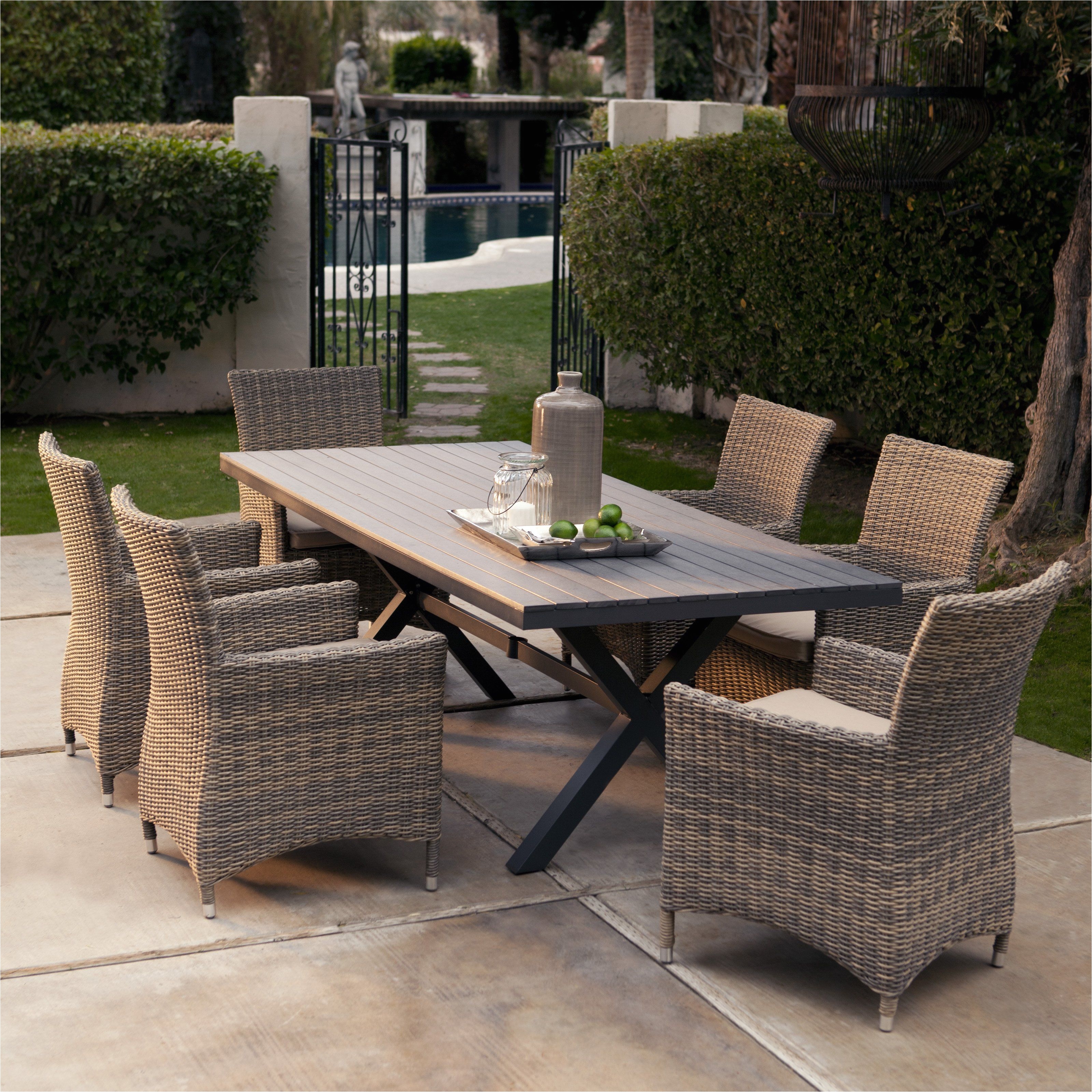 Gar Outdoor Chair Bella All Weather Wicker Patio Dining Set Seats 6 Patio Dining