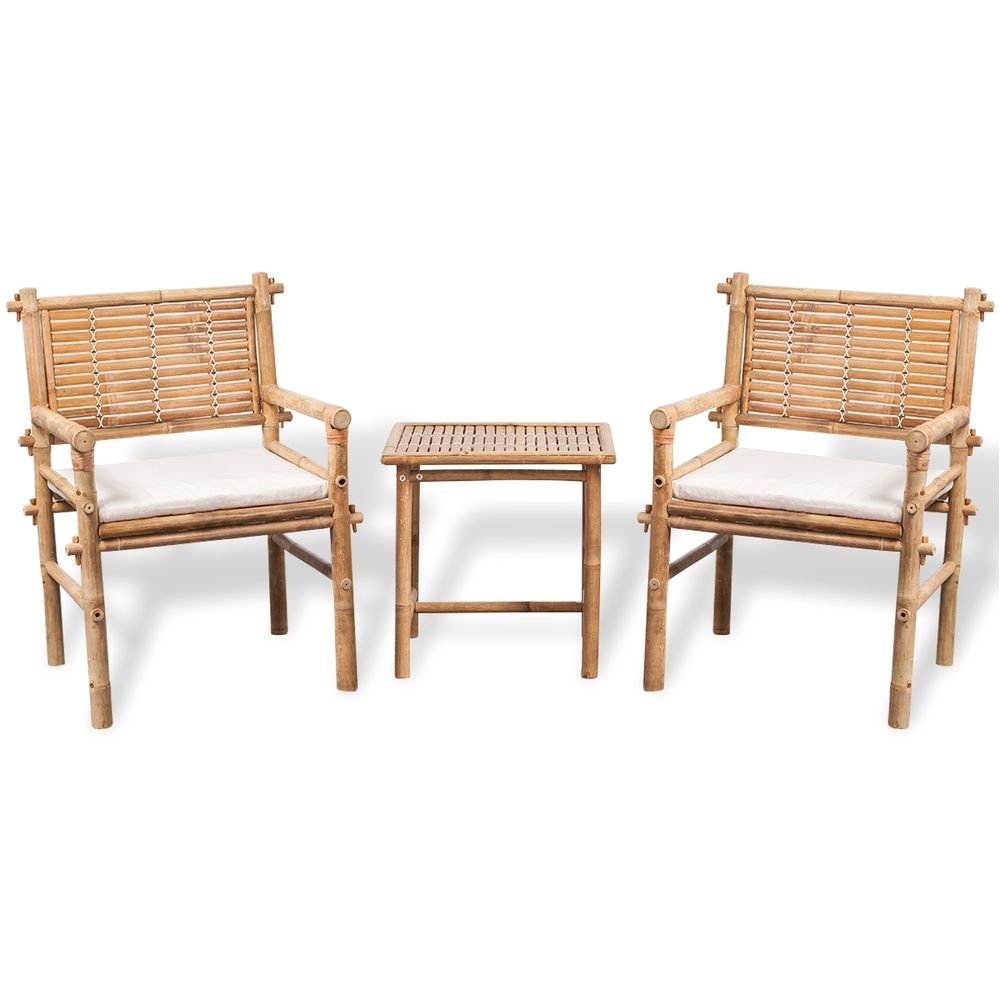 five piece garden outdoor bamboo furniture set table and 2 chairs 2 seat cushion ebay