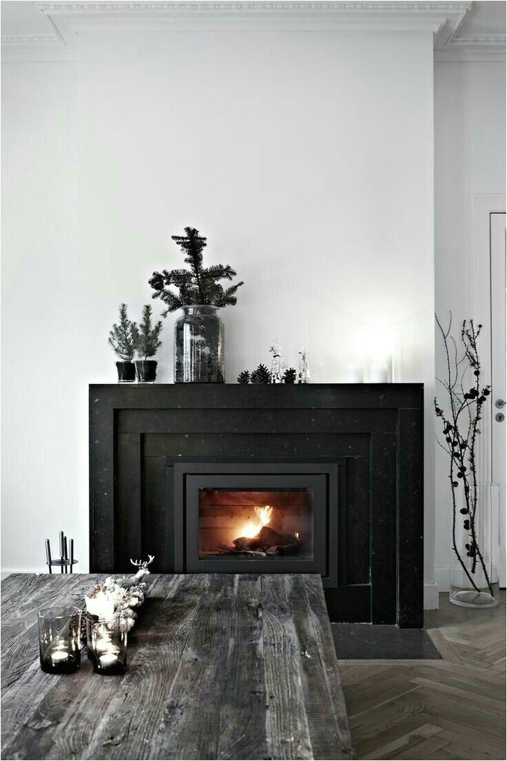 black fireplace and mantel styling